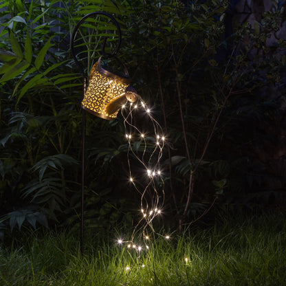 LED-Solar Gießkanne mit Lichterkette simuliert ausfließendes Wasser