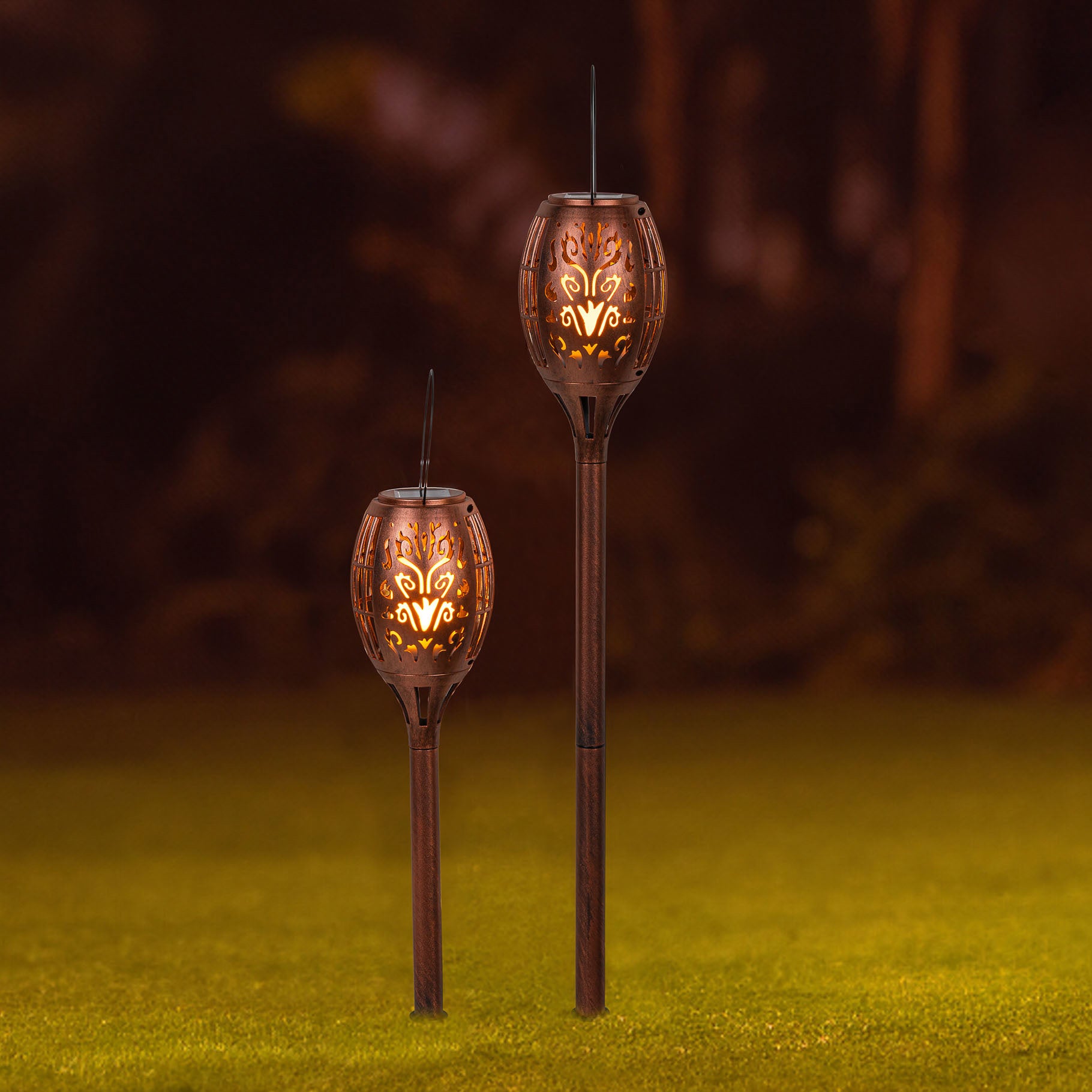 LED Solar-Gartenlampe 2er Set ca. 80 & 60 cm