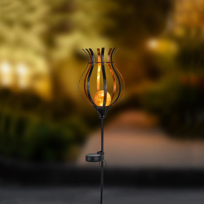 LED Solar Gartenstecker mit Crackleglas-Kugel